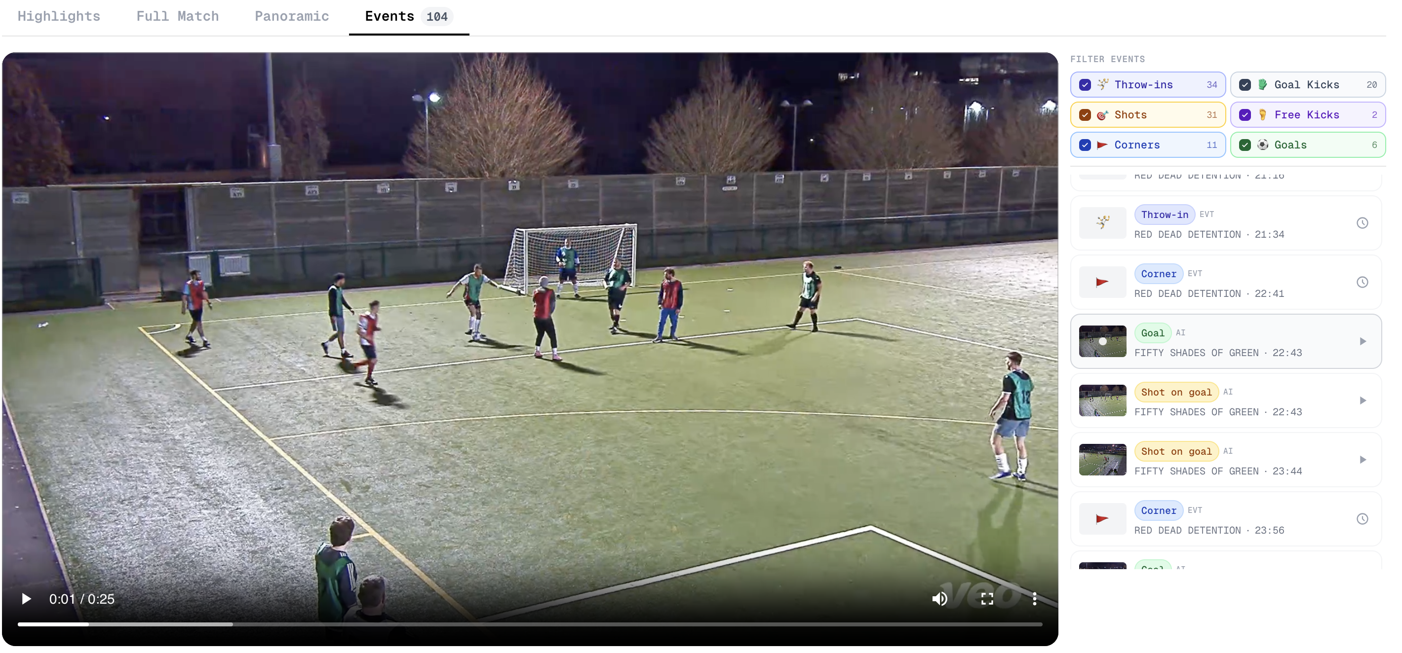 Veo match video with auto-generated highlights